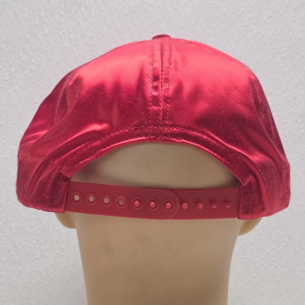 Vintage Smirnoff Vodka Red Satin Snapback Cap Hat Made In USA